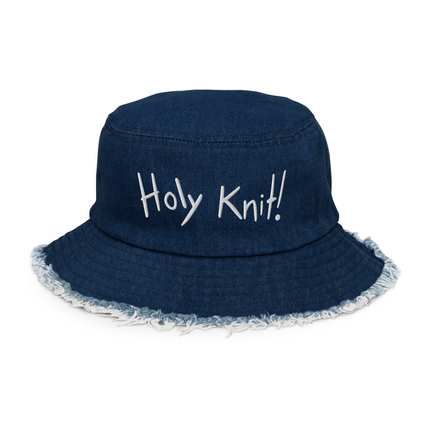 Holy Knit- Distressed Denim Bucket Hat