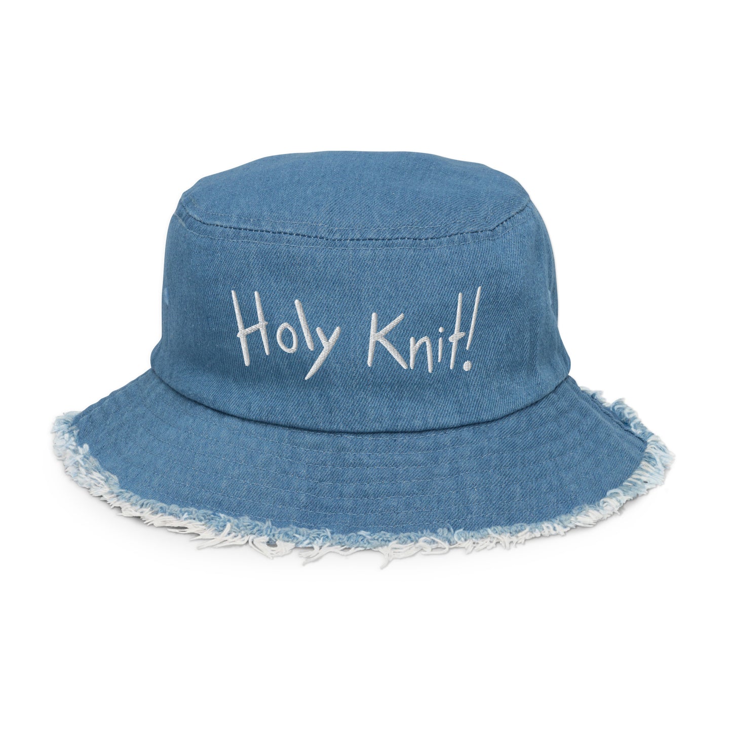 Holy Knit- Distressed Denim Bucket Hat