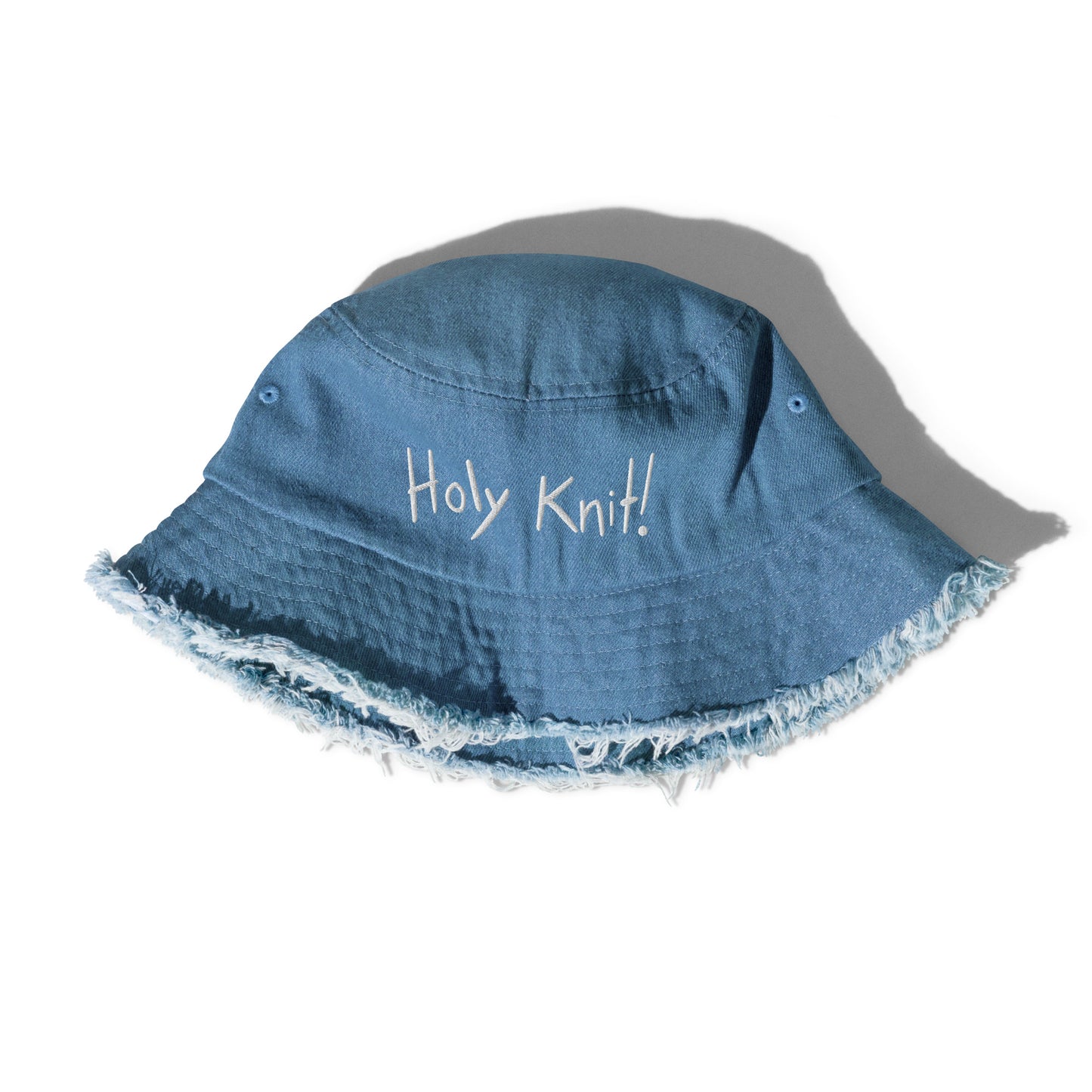 Holy Knit- Distressed Denim Bucket Hat